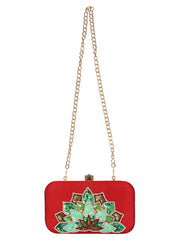 Adorn Embellished Faux Silk Clutch