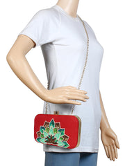 Adorn Embellished Faux Silk Clutch