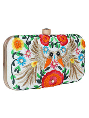 Adorn Embroidered & Embellished Faux Silk Clutch