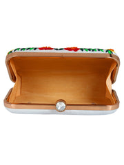 Adorn Embroidered & Embellished Faux Silk Clutch
