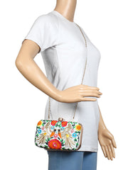 Adorn Embroidered & Embellished Faux Silk Clutch