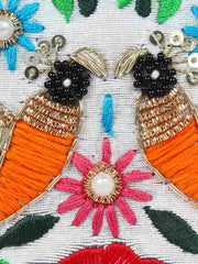 Adorn Embroidered & Embellished Faux Silk Clutch