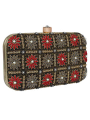 Adorn Embellished Faux Silk Clutch