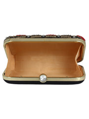 Adorn Embellished Faux Silk Clutch