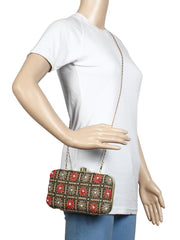 Adorn Embellished Faux Silk Clutch