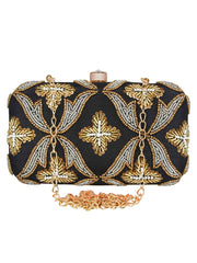 Adorn Embellished Faux Silk Clutch