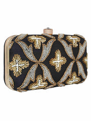 Adorn Embellished Faux Silk Clutch