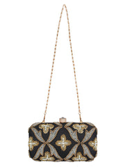Adorn Embellished Faux Silk Clutch