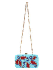 Adorn Embellished Faux Silk Clutch