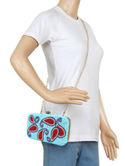 Adorn Embellished Faux Silk Clutch
