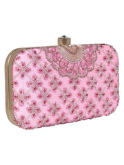 Adorn Embellished Faux Silk Clutch