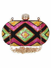 Gala Embellished Faux Silk Clutch