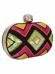 Gala Embellished Faux Silk Clutch