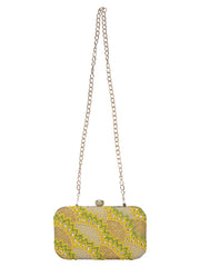 Adorn Embellished Faux Silk Clutch