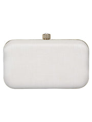 Pearl Embellished Faux Silk Clutch