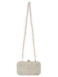 Pearl Embellished Faux Silk Clutch