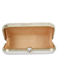 Pearl Embellished Faux Silk Clutch
