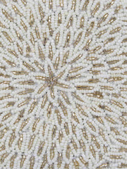 Pearl Embellished Faux Silk Clutch