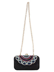 Adorn Embellished Faux Silk Clutch