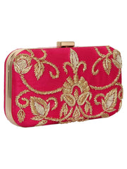 Adorn Embellished Faux Silk Clutch