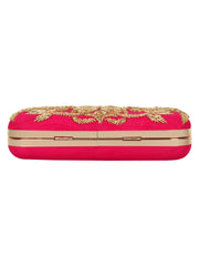 Adorn Embellished Faux Silk Clutch