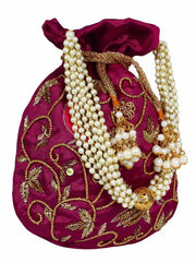 Dazzle Embellished Faux Silk Potli