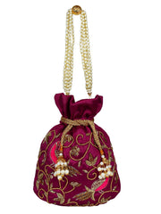 Dazzle Embellished Faux Silk Potli
