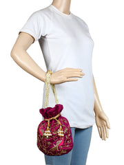 Dazzle Embellished Faux Silk Potli