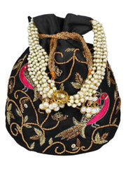 Dazzle Embellished Faux Silk Potli