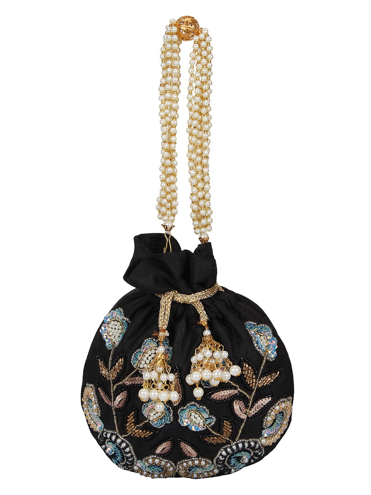 Dazzle Embellished Faux Silk Potli