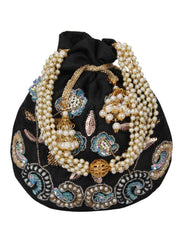 Dazzle Embellished Faux Silk Potli