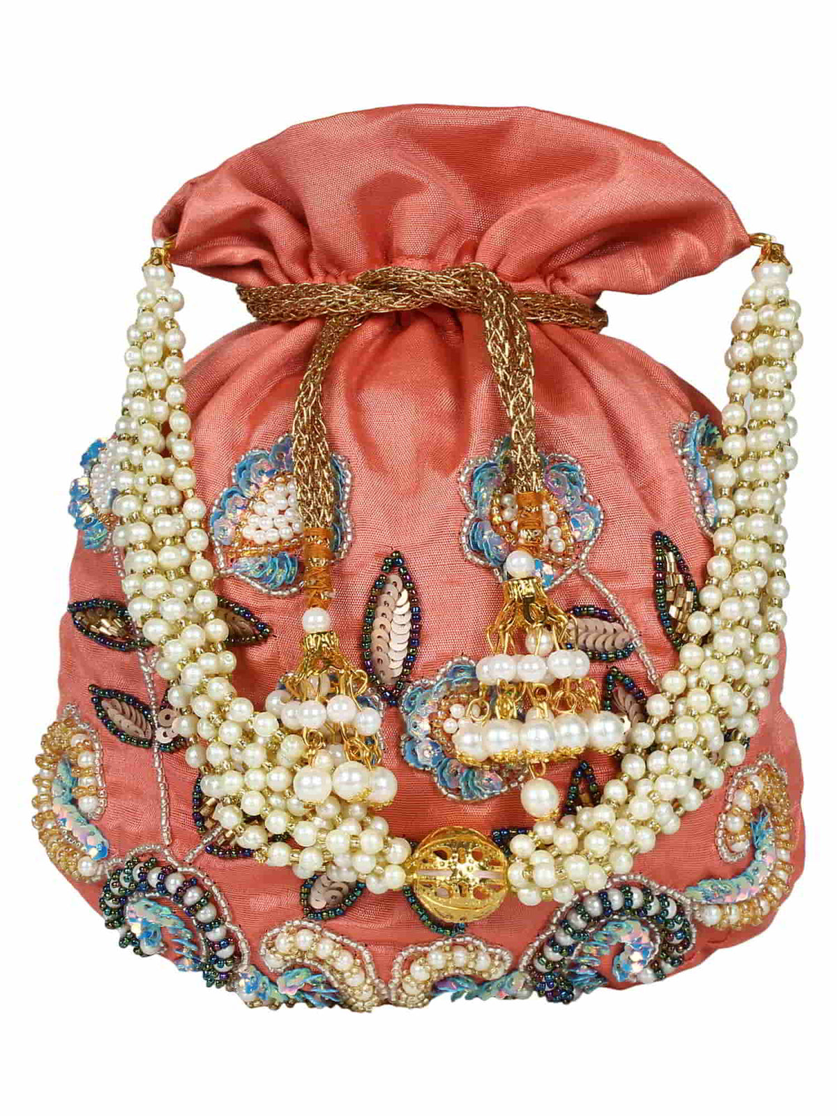 Dazzle Embellished Faux Silk Potli