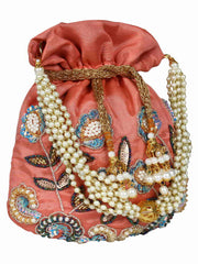 Dazzle Embellished Faux Silk Potli
