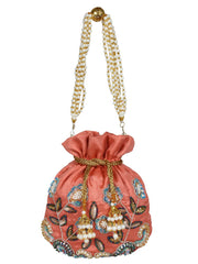 Dazzle Embellished Faux Silk Potli