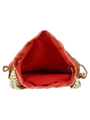 Dazzle Embellished Faux Silk Potli