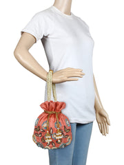 Dazzle Embellished Faux Silk Potli