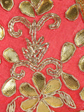 Lotus Embroidered Faux Silk Potli