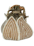 Lotus Embellished Faux Silk Potli