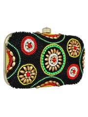 Adorn Embellished Faux Silk Clutch
