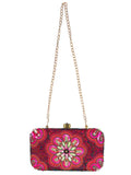 Adorn Embellished Faux Silk Clutch