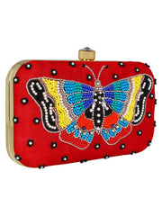 Adorn Embellished Faux Silk Clutch