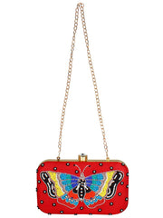Adorn Embellished Faux Silk Clutch