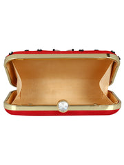 Adorn Embellished Faux Silk Clutch