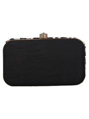 Adorn Embellished Faux Silk Box Clutch