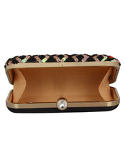 Adorn Embellished Faux Silk Box Clutch