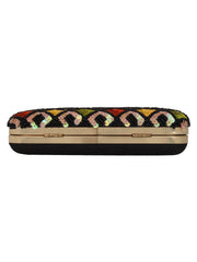 Adorn Embellished Faux Silk Box Clutch
