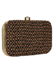 Adorn Embellished Faux Silk Box Clutch