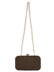 Adorn Embellished Faux Silk Box Clutch