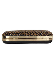Adorn Embellished Faux Silk Box Clutch