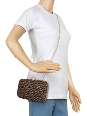 Adorn Embellished Faux Silk Box Clutch